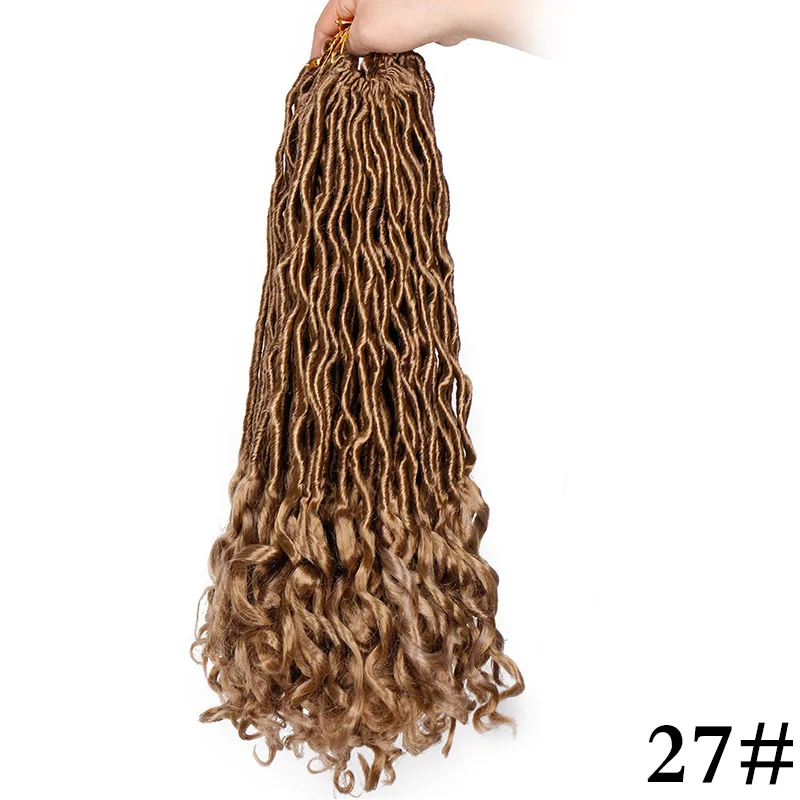 #27 Элегантные Музы богемные вязанные косички Faux locs Curly вязанные волосы 18 дюймов 24 пряди Омбре косички для наращивания синтетические волосы - Цвет: #27