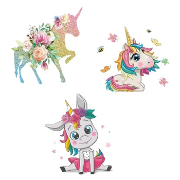 

Prajna Cute Cartoon Iron On Transfer Unicorn Patches For Thermal Girls Clothes Sticker Heat Transfer Vinyl Baby Clothes Applique