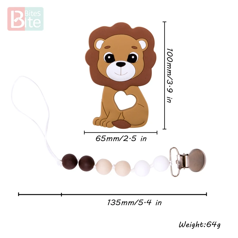 Укусы 1 шт. пустышка Клип цепи детские силиконовые прорезыватель Лев животных зажим для пустышки пищевой перле силиконовые грызуны соски Holde - Цвет: Lion