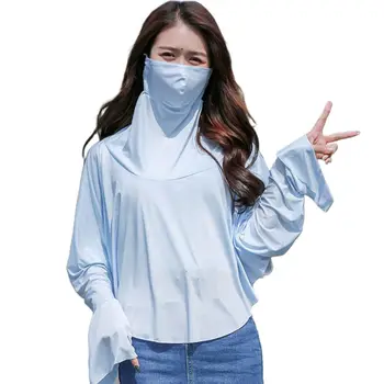 

Breathable Ice Silk Sunscreen Mask Shawl Dustproof Integrated Sunshield Face Cover Cloak for Cycling Riding Climbing Activities