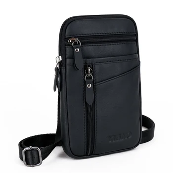 

Real Leather Male Waist Packs Phone Pouch Bags Waist Bag Men Small Shoulder Belt Bag Back Pack Crossbody Belt Bag Multi Pocket