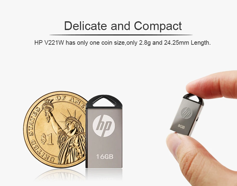 Hp V221W мини металлический USB флеш-накопитель Флешка 64 Гб 32 Гб 16 Гб карта памяти, Флеш накопитель для планшета ноутбука автомобиля медиаплеер