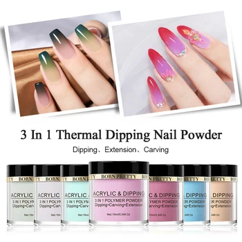 

BORN PRETTY 10ml Thermal Dipping Nail Powder 3 IN 1 Temperature Color Changing Acrylic Polymer Extension Carving DIY Nail Decor