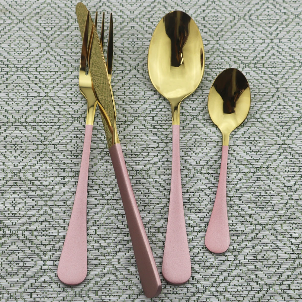 Gold Dinnerware Set Black Fork Knife Spoon Dinner Set 304 Stainless Steel Cutlery Set Colorful Silverware Kitchen Tableware Set