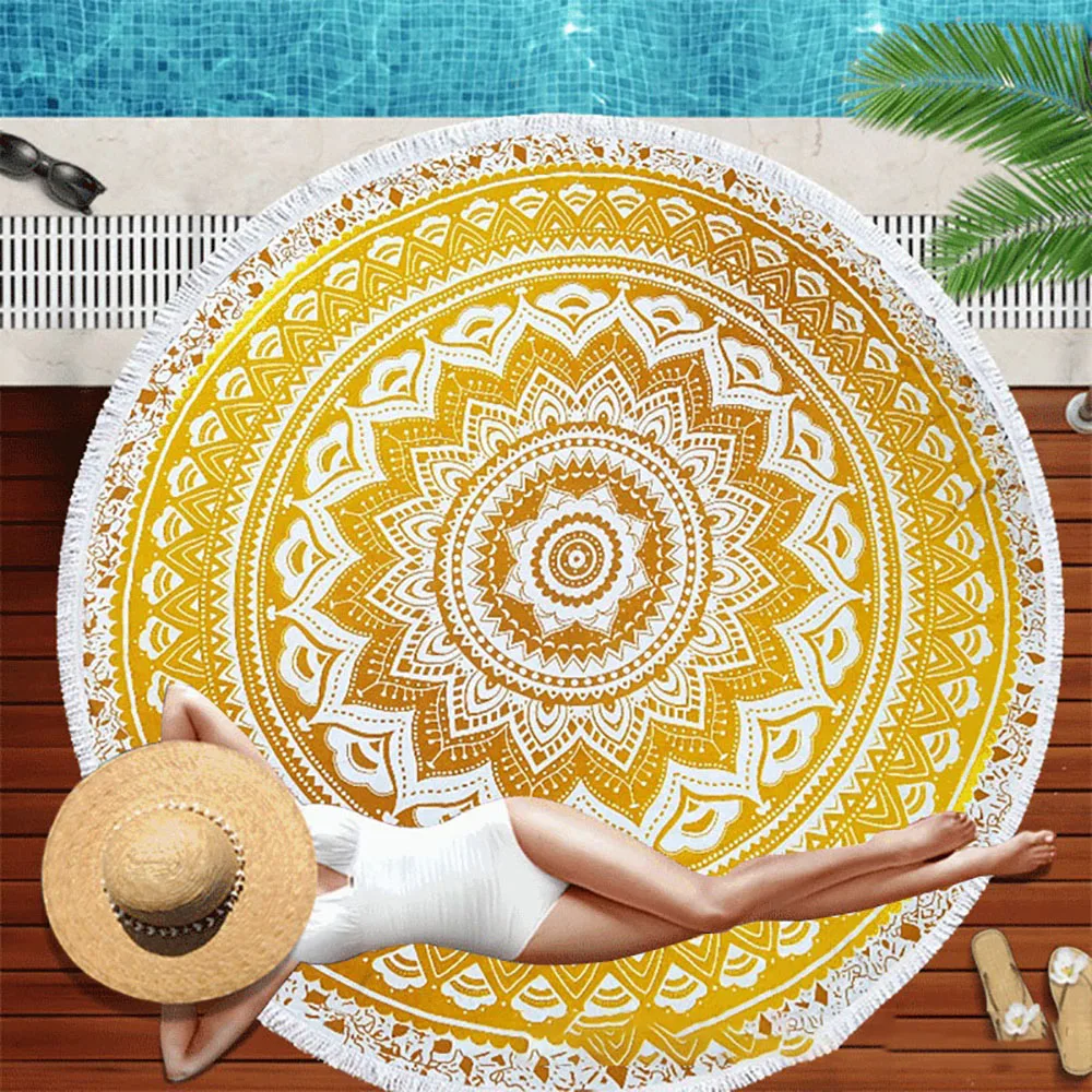 

Large Round Beach Towel For Adults Girls Swim Fast Drying Microfiber Round Beach Towel Yoga Mat Cotton Blanket Cover