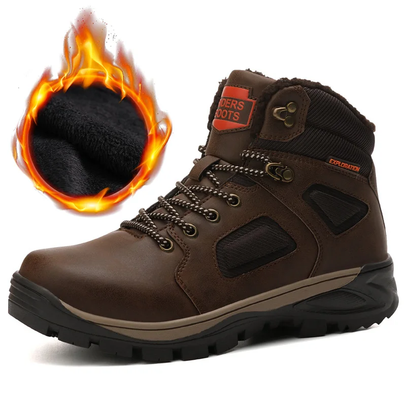 

Nice Snow Boots Men Winter Shoes Thick Sole Men Ankle Boots Warm Plush for Cold Winter Sneakers Male Booties KA1810