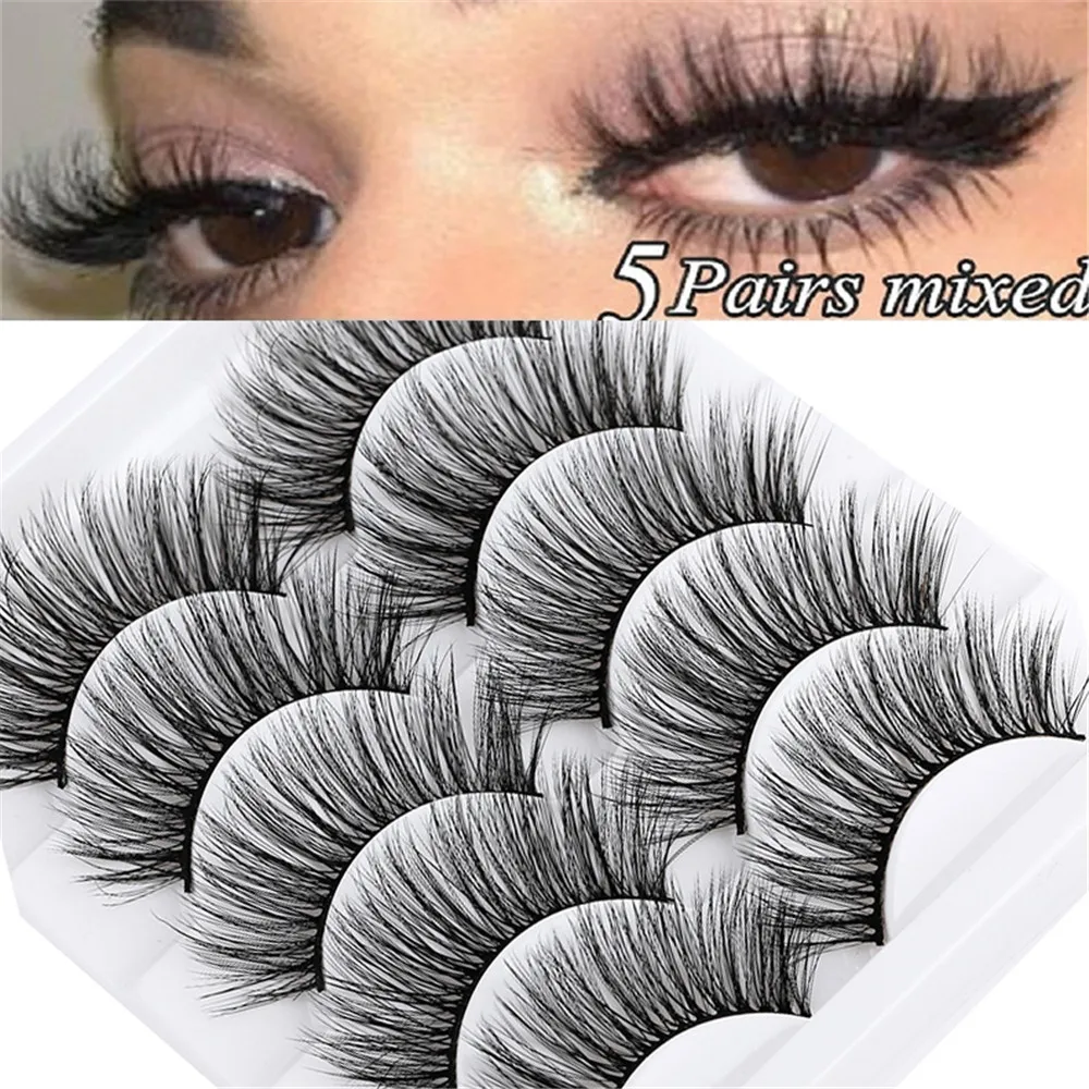 Mink-Eyelashes Extension-Makeup Natural Wholesale 5-Pairs 5D