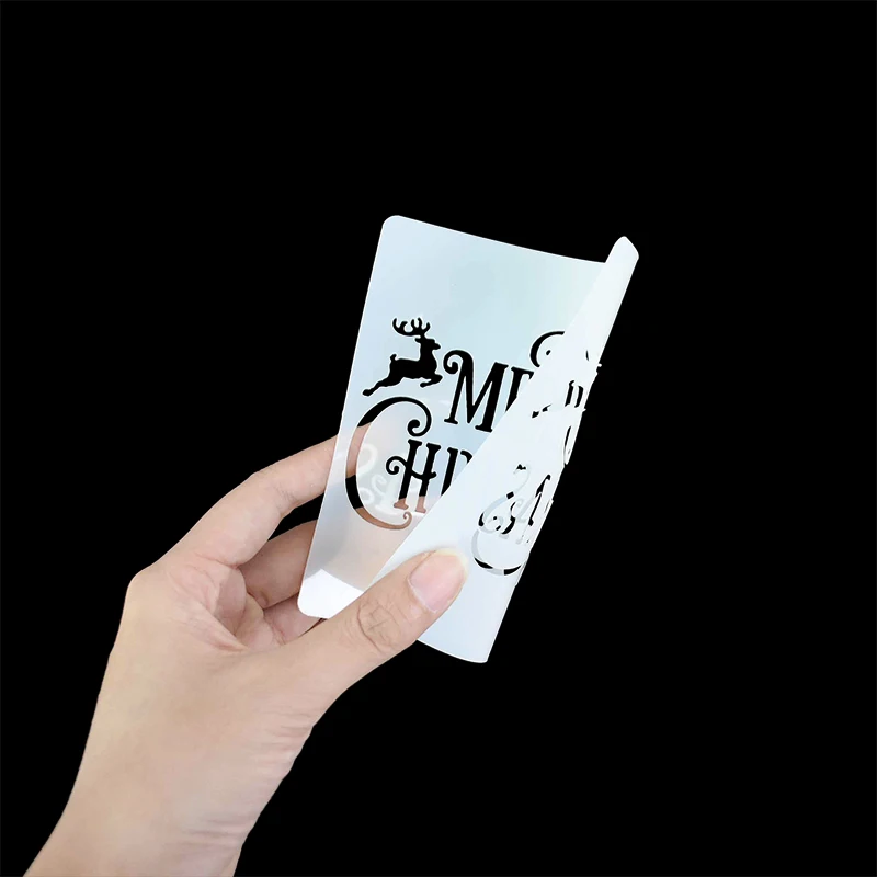 7pcs 13*13cm Christmas Stencils DIY Cake Decorating Moulds Baking Embellishments Stencil Template Mold for Home Kitchen Supplies