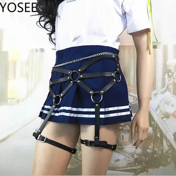 

YOSEE Black Punk Leather Bikini Sexy Bondage Straps Belt Body Chain Women Body Slave Harness Jewelry Accessories