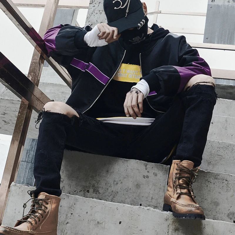 Jeans Man Dark Energy Han Edition Slim Pants Beggars Wear Ragged Trousers Stylish Men's Casual Pants