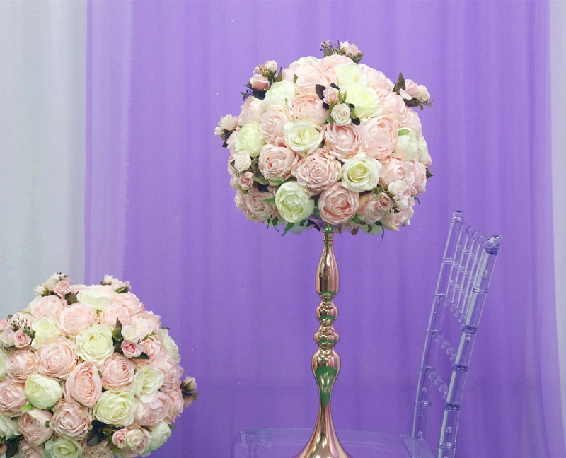 JAROWN Customize Artificial Rose Hydrangea Flower Ball Wedding Table Centerpiece Decor Flower Half Ball Stand Set Home Party Decor (21)