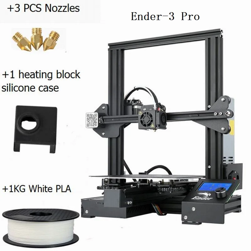 

CREALITY 3D Printer Ender-3Pro DIY Kit V-Slot Large Size gift nozzles and Heating block silicone sleeve+PLA