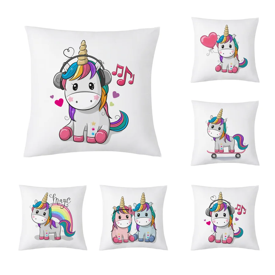 

Unicorn Cushion Cover Creative Unicorn Throw Pillow Case Cover Cute Cartoon Unicorn Decorative Pillowcase Pillow Cushion Cover