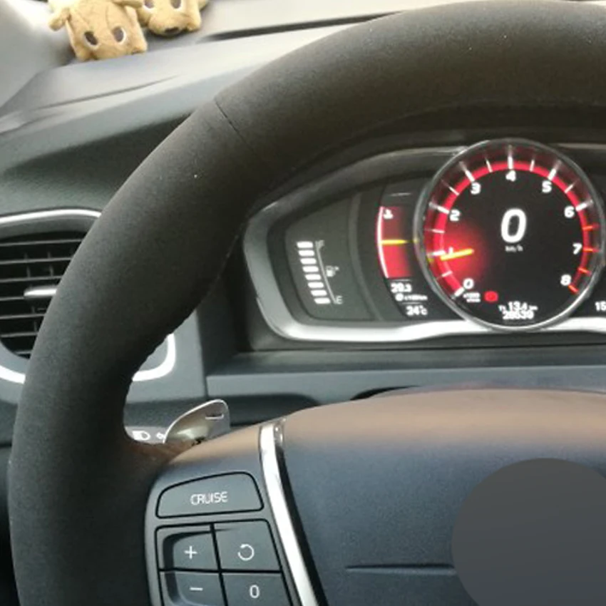 Черная замша DIY ручной работы чехол рулевого колеса автомобиля для Volvo S80 S80L 2012- V40 2013- V70 2012- XC70 2012