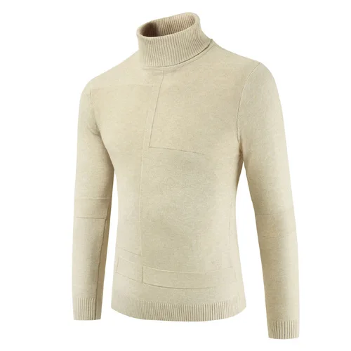 170-beige 14 цветов GustOmerD, зимний мужской однотонный теплый пуловер с высоким воротом, мужской свитер, Модный повседневный кашемировый свитер, мужская одежда - Цвет: 170-beige