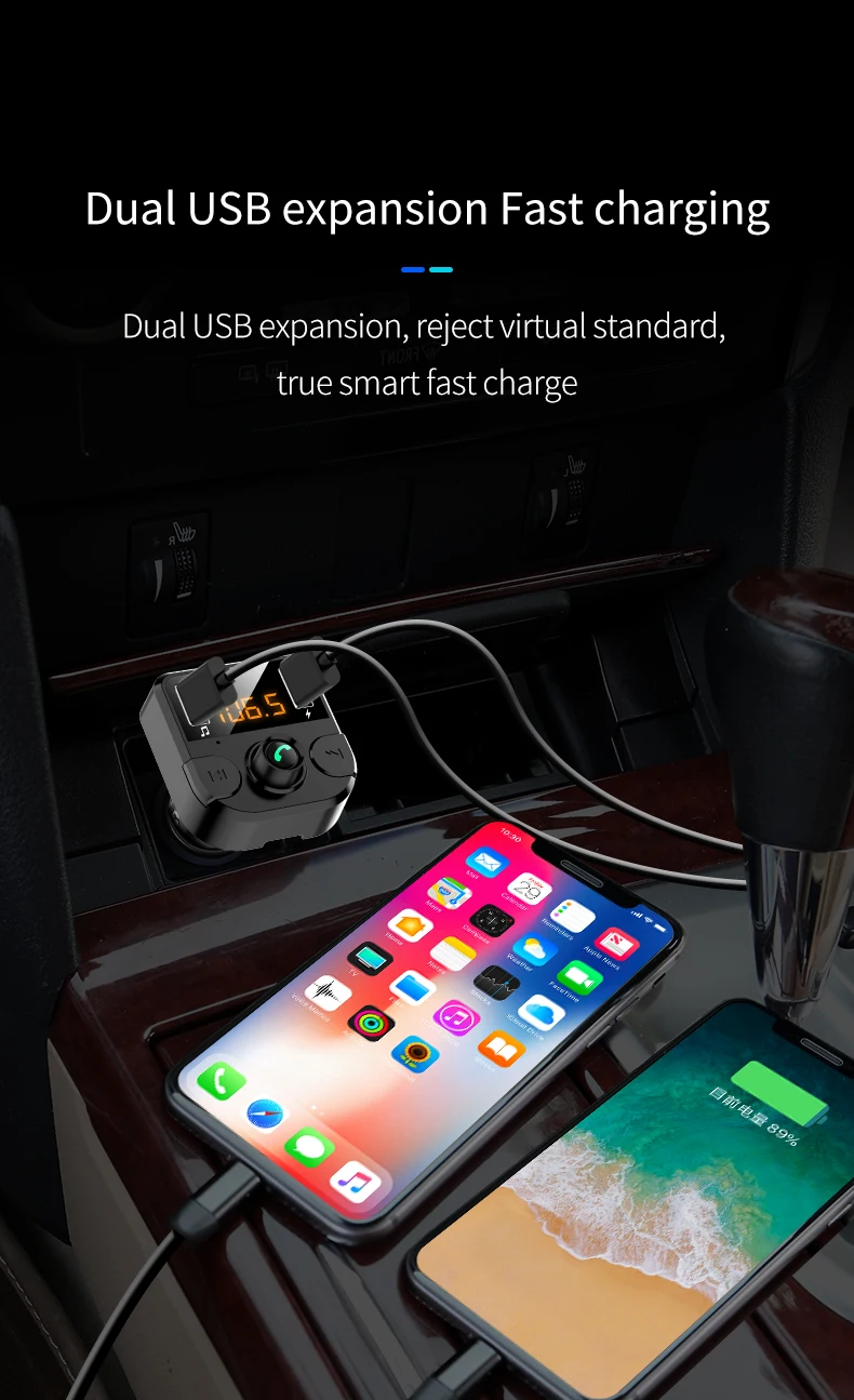 PATCHSKY Bluetooth 5,0 Dual USB зарядка автомобильный комплект громкой связи беспроводной fm-передатчик MP3 музыкальный плеер чтение U диск/TF карта BT36B