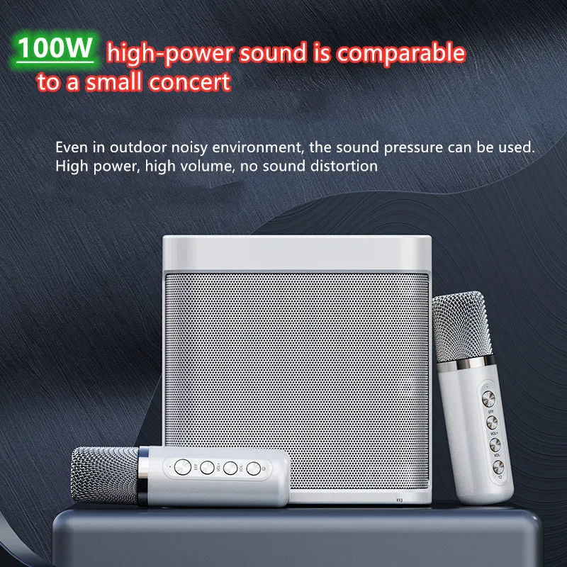 100W YS-203 portable professional karaoke dual microphone bluetooth speaker smart external device | Электроника