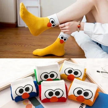 

Sesame Street Cartoon Cute Socks Women with Animal Big Eye Korean Style Womens Funny Socks Cotton for Autumn Ladies 243