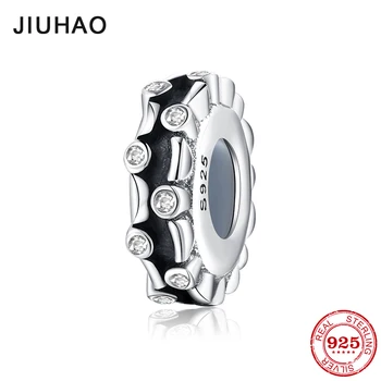 

925 Sterling Silver crystal clear CZ interval beads womens accessories trendy 2018 Fit Original European Charm Bracelet Jewelry