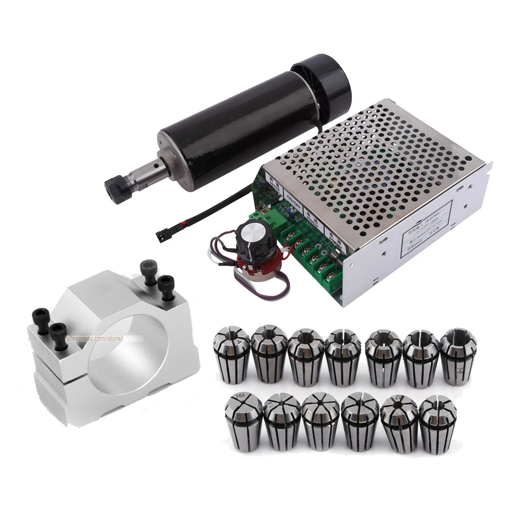 500W-Air-Cooled-Spindle-ER11-Chuck-CNC-0-5KW-Spindle-Motor-52mm-clamps-Power-Supply-speed
