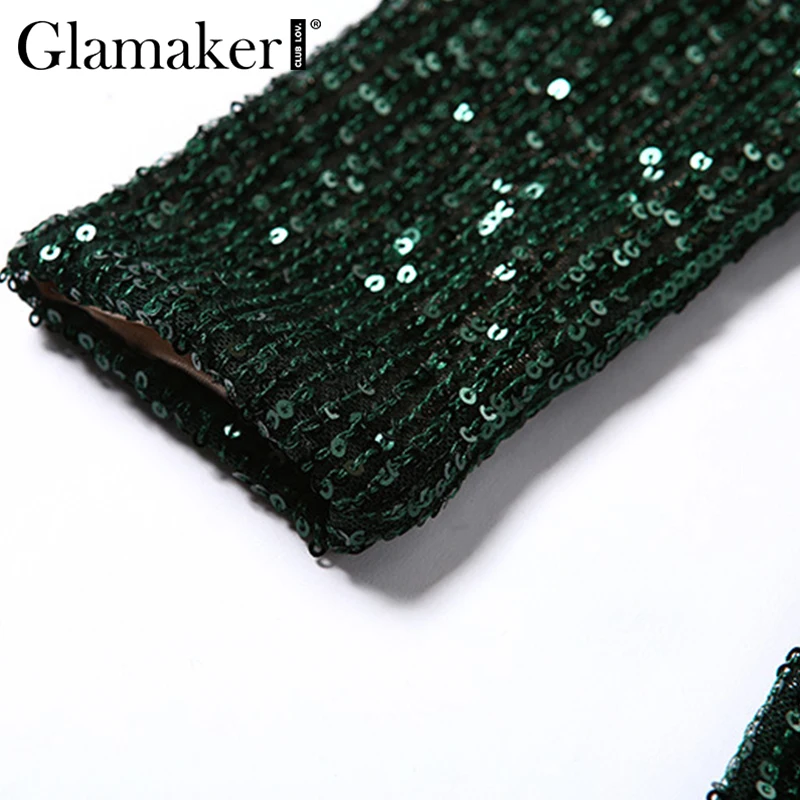 Glamaker, сексуальное модное ретро платье с блестками и круглым вырезом, элегантное женское Платье vestidos de fiesta, облегающее осеннее платье с длинным рукавом