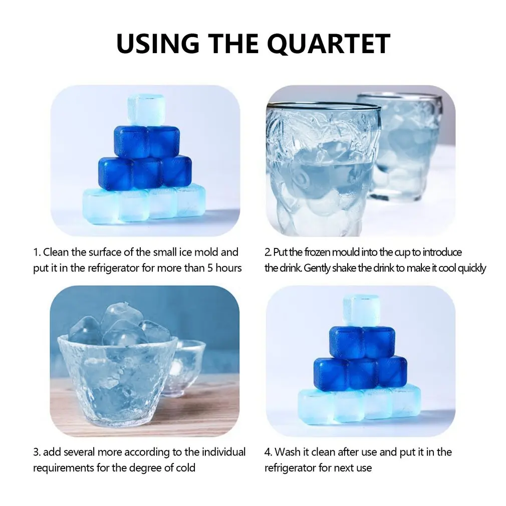 10 Pcs Reusable Blue Ice Cubes PVC Non-melting Ice Cube Food Grade Plastic Cold Drinks Without Dilution