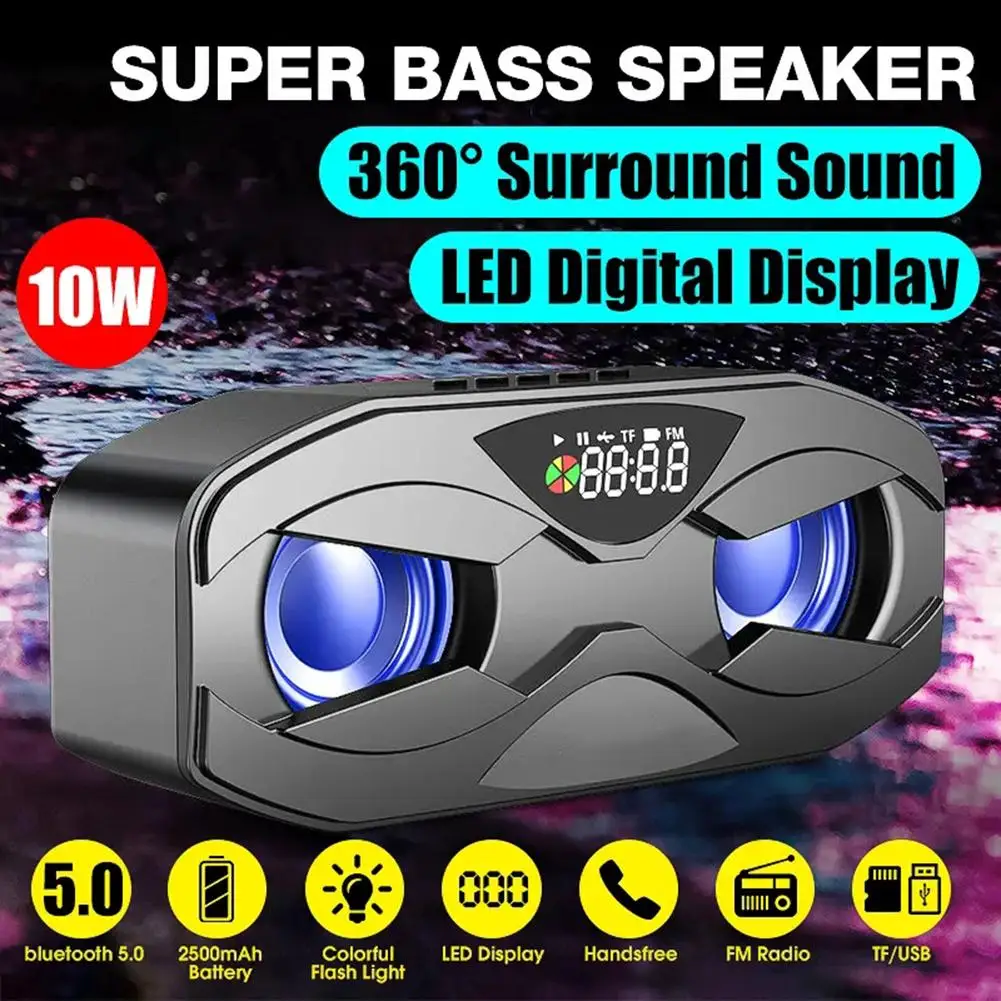 

Wireless Bluetooth Audio Double Speaker with LED Display FM Radio Alarm Clock