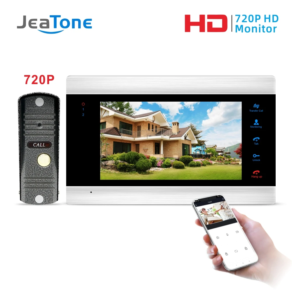 AHDP201S1M706S1 720 P/AHD 7 ''WiFi Смарт видео домофон система с AHD дверной Звонок камера бесплатное приложение Дистанционное разблокирование система контроля доступа - Цвет: AHDP201S1M706S1