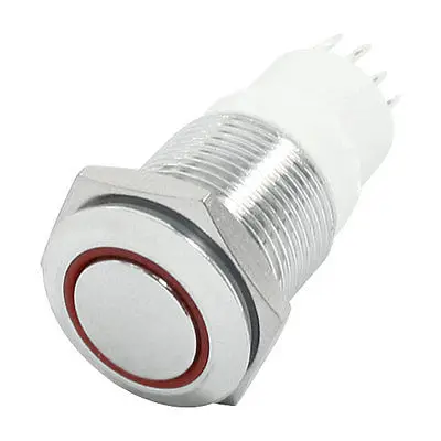 

16mm Thread SPDT Momentary Red LED Angel Eye Flat Top Push Button Switch 6V 3A