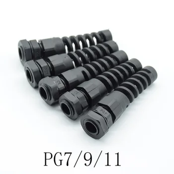 

5pcs M12 PG7/PG9/PG11 Cable Gland Connector Plastic Flex Spiral Strain Relief Protector For 3.5-6mm Wire Thread IP68 Waterproof