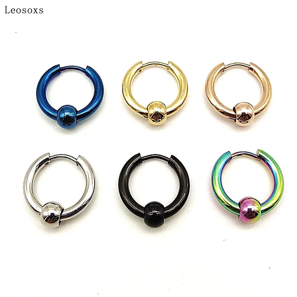 

Leosoxs 1 piece European and American trend earrings stainless steel circle earrings simple titanium steel round wire Q