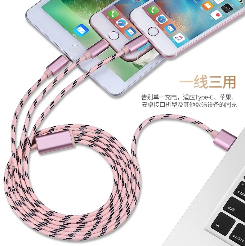 3 в 1 USB кабель для быстрой зарядки для Apple type C Android для Xiaomi Mi note10 huawei зарядный кабельный провод для samsung Galaxy S9 Plus