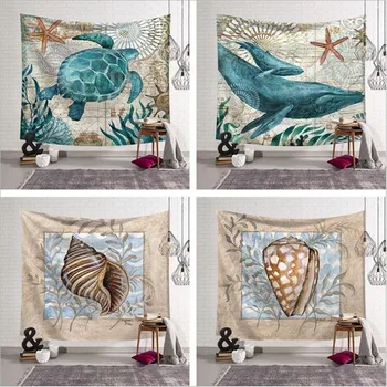 

150x130cm/200x150cm Wall Tapestry Vintage marine life tapestries home Decoration wall hanging tapestry Table Cloth Bedspread
