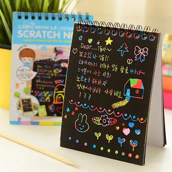 

Kids Rainbow Colorful Scratch Art Kit Magic Drawing Painting Paper Notebook Gift