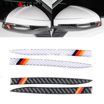 

2pcs Symbol of German flag Car Anti-scratch Strip Carbon Fiber Rearview Mirror Sticker for AUDI A4L 2017 Car Styling