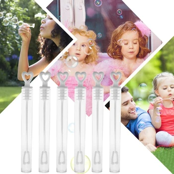 

50Pcs Mini Love Heart Bubble Wands Empty Soap Bottles Tubes Kids Toy Party Favor 875C