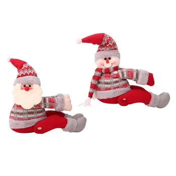 

2x Christmas Curtain Buckle Christmas Santa Claus Snowman Window Ornament Decor Santa Claus & Snowman