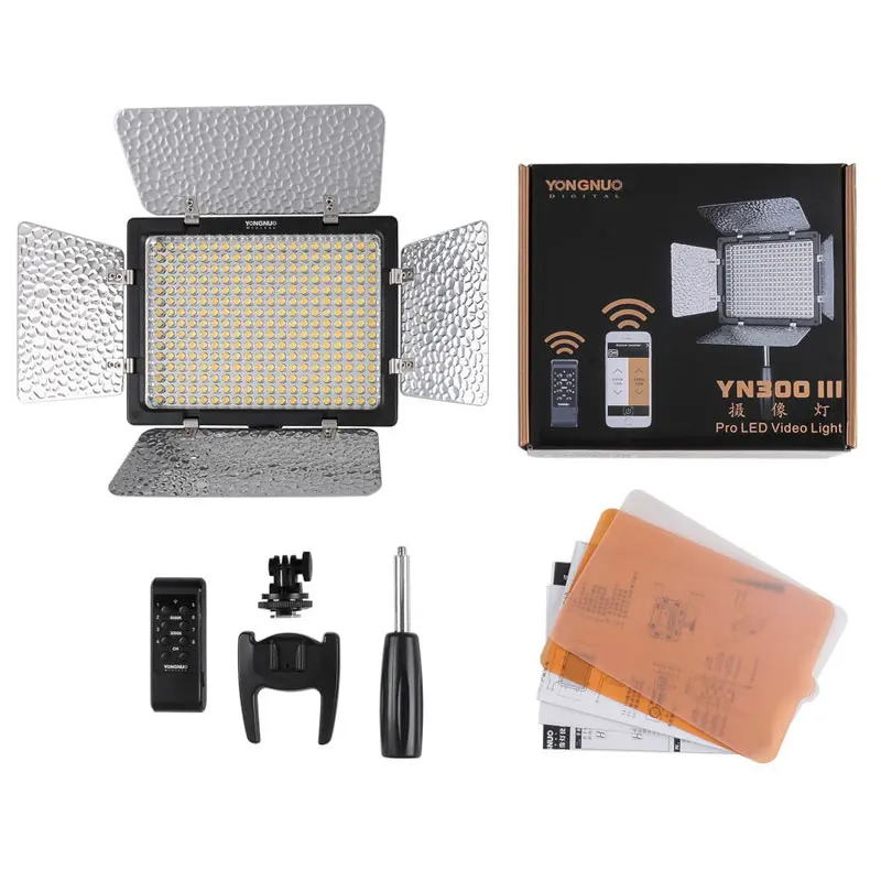 YONGNUO-YN300III-YN300-III-3200k-5500K-CRI95-LED-Video-Light-AC-Power-Adapter-Battery-KIT (5)
