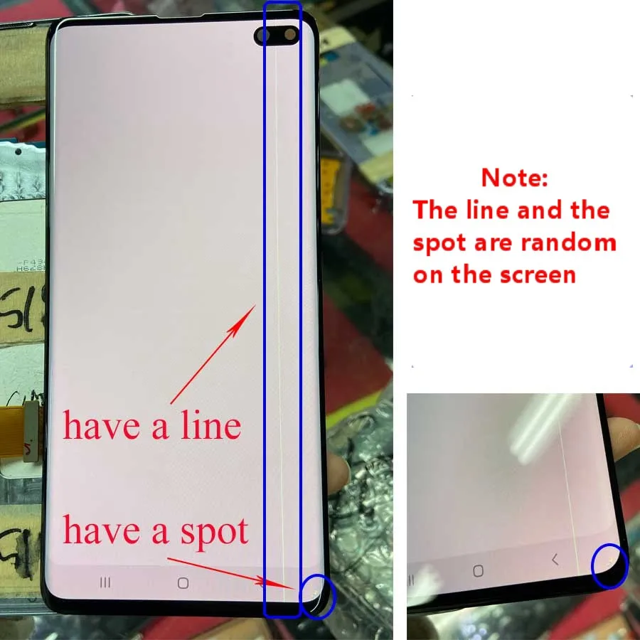 ЖК-дисплей для samsung S10+ ЖК-дисплей S10 Plus G975F ЖК-дисплей+ кодирующий преобразователь сенсорного экрана в сборе полоса линии и пятно случайный на экране