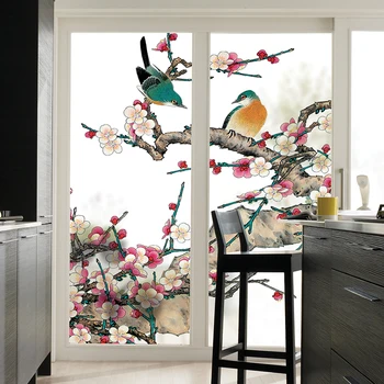 

Free Size Custom Made Stained Self Adhesive Window Film Frosted Privacy Static Cling Stickers Home Decor Bathroom Living Room