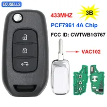 3 кнопки дистанционного ключа 433 МГц PCF7961 4A чип FCC ID: CWTWB1G767 для Renault Kadjar Captur Symbol Megane 3 2013- VAC102
