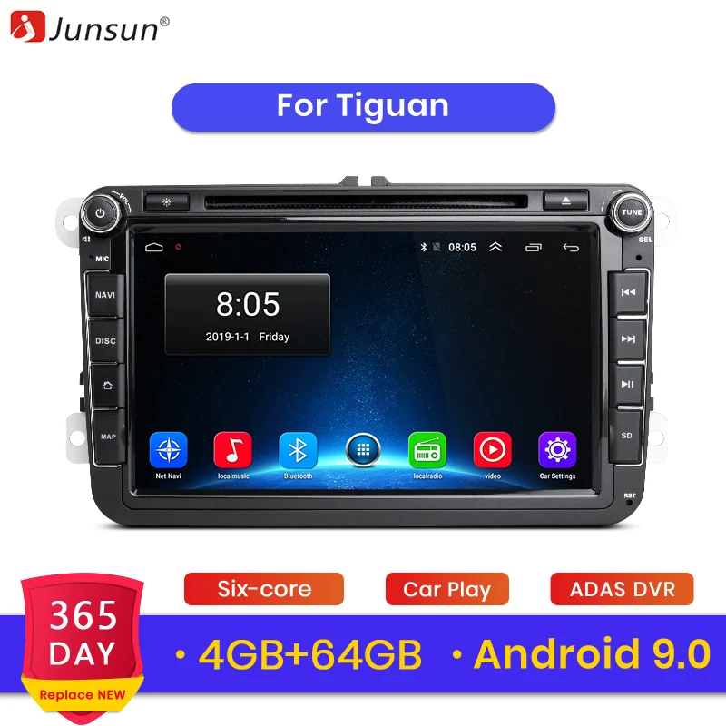 Excellent Junsun 2GB+32GB Android 8.1 Car DVD Radio Multimedia Video Player GPS Navigator for Volkswagen Golf Polo Skoda Seat Tiguan Passa 0