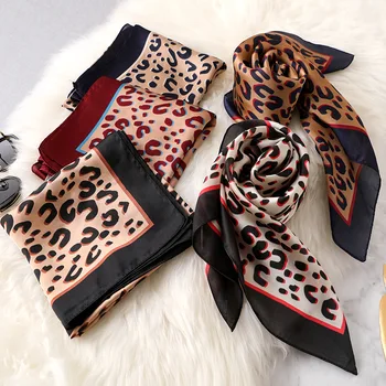 

Women's Leopard Print Square Scarf Large Silky Scarfs for Hair Fashion Girl Neck Accessories Small Kerchief 70cm X 70cm