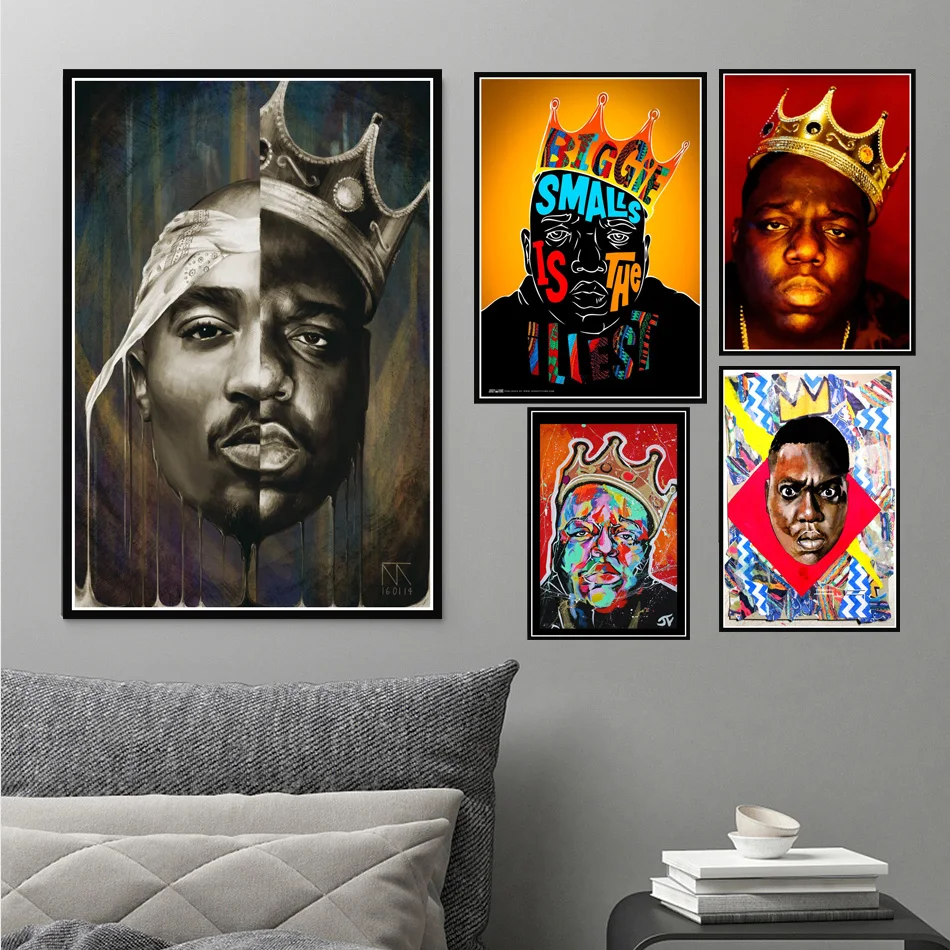 Неизвестный B.I.G Biggie Smalls Tupac 2PAC Shakur хип хоп Gangsta Rap художественная картина настенные