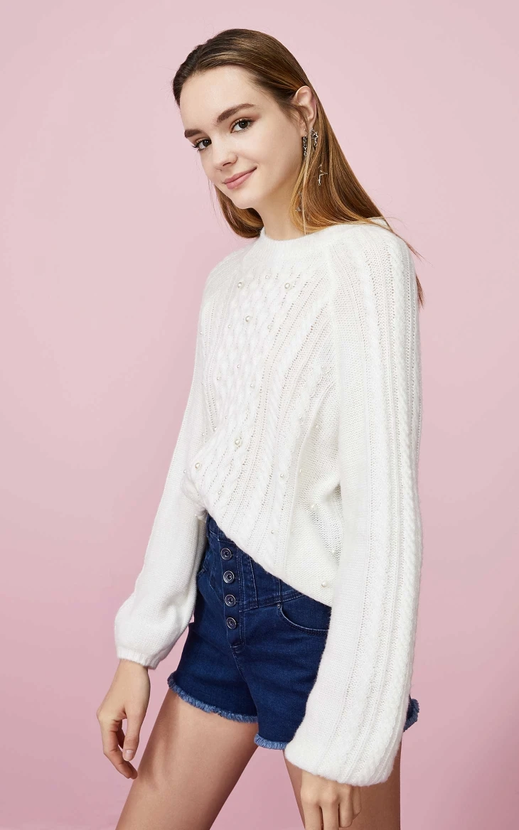 Vero Moda свободный крой искусственный жемчуг o-образным вырезом жаккард с открытыми плечами вязать | 319313559
