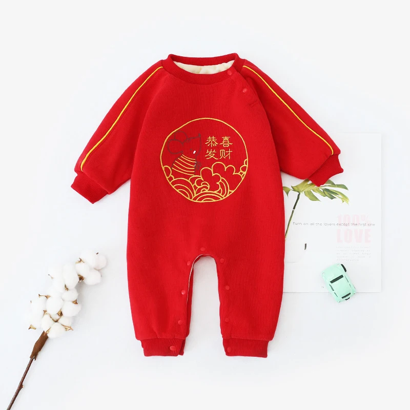 Newborn Baby Rompers Twins Infant Jumpsuit For New Year Infant Winter Clothes Kids Outwear Rompers 3m-12m