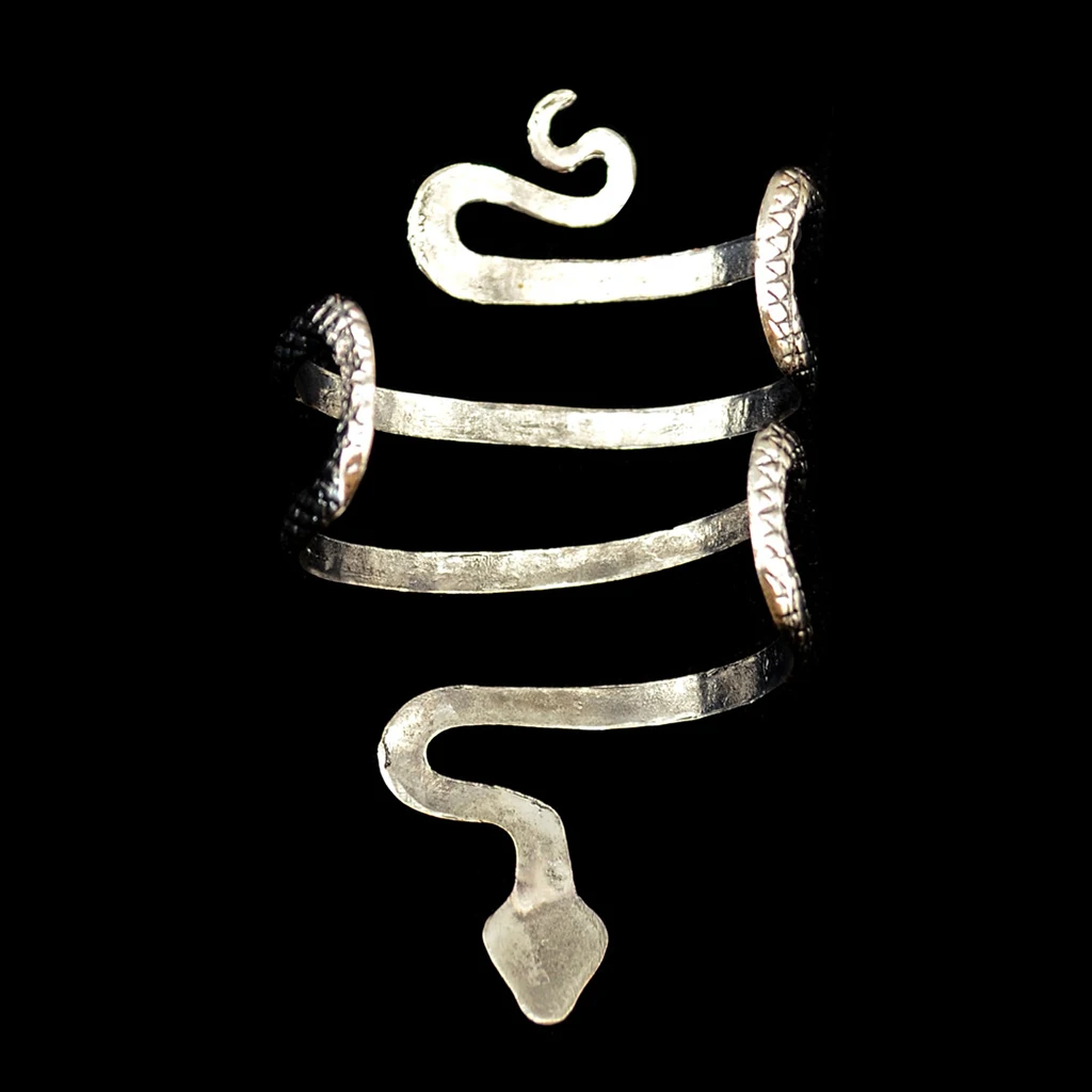 Vintage Curved Carved Snake Open Bangle silver color Cuff Punk Bracelet Funny Scary Novelty Fashion Jewelry for Men Women 
