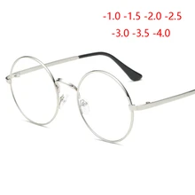 SPH-1-1,5-2-2,5-3-3,5-4 очки для близорукости с диоптриями женские и мужские круглые металлические очки для близоруких