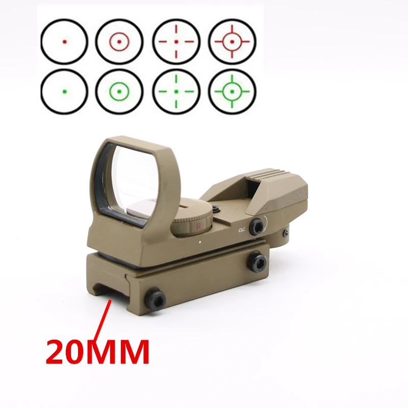 20MM sand color Горячая 20 мм рельсовый прицел охотничья оптика голографический красный точка зрения рефлекс 4 сетка тактический прицел Коллиматорный прицел - Цвет: 20MM sand color