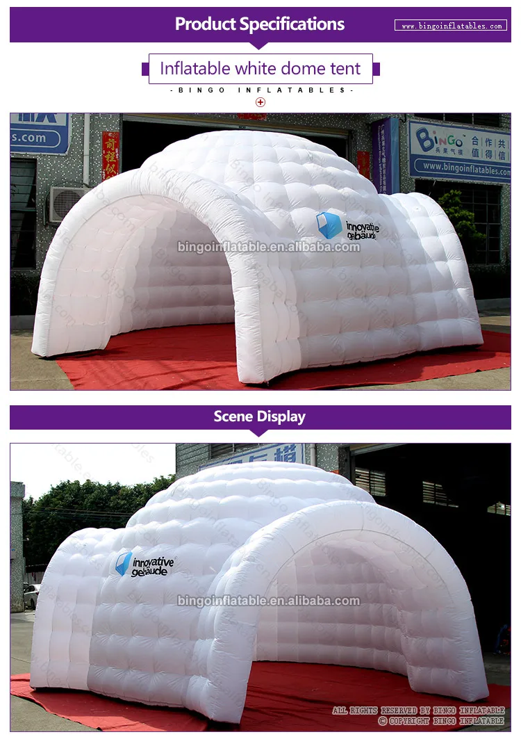 5,7x5,5x3,5 mH, надувная белая палатка с логотипом igloo, индивидуальный купол с 2 окнами